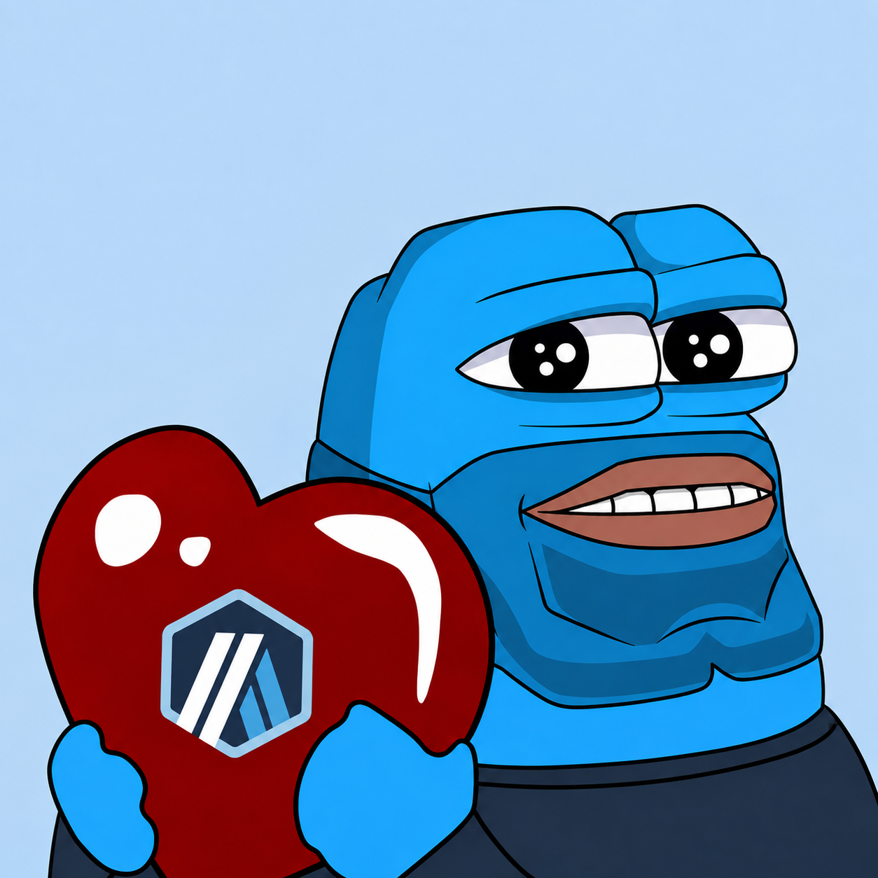 Blue INTERN holding an Arbitrum heart